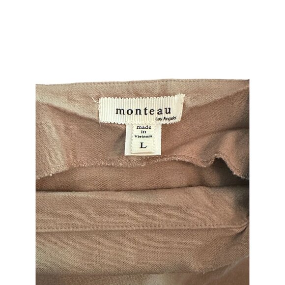 Monteau Beige Sleeveless Button-Down Belted Dress L - Picture 6 of 8